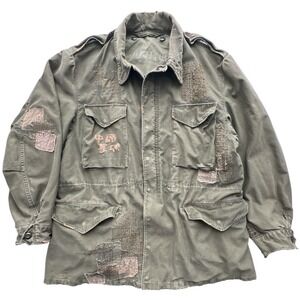 VTG The Great China Wall Military Jacket M-51 XXL Olive Green Y2K Embroider RARE